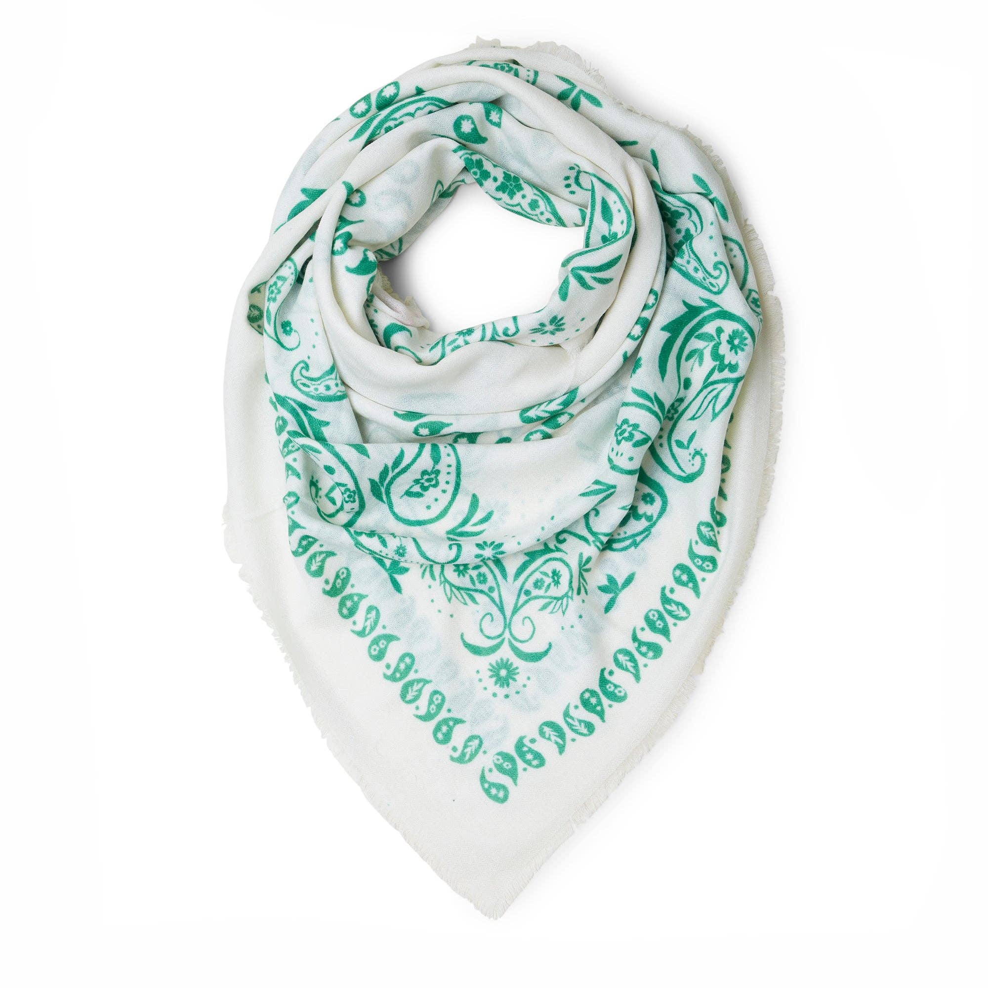 Somerville Scarves - Venta al por mayor Bandana - Mujer - NUEVO Gran Pañuelo de Cachemira Estampado - Verde/Blanco0