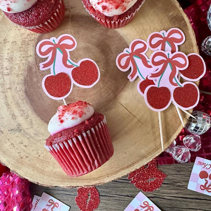 CHERRY CUPCAKE TOPPERS| MON CHERI PARTY DECOR| CHERRY PARTY and other Purchase wholesale cupcake picks. Free returns & net 60 terms on Faire trending on Faire.