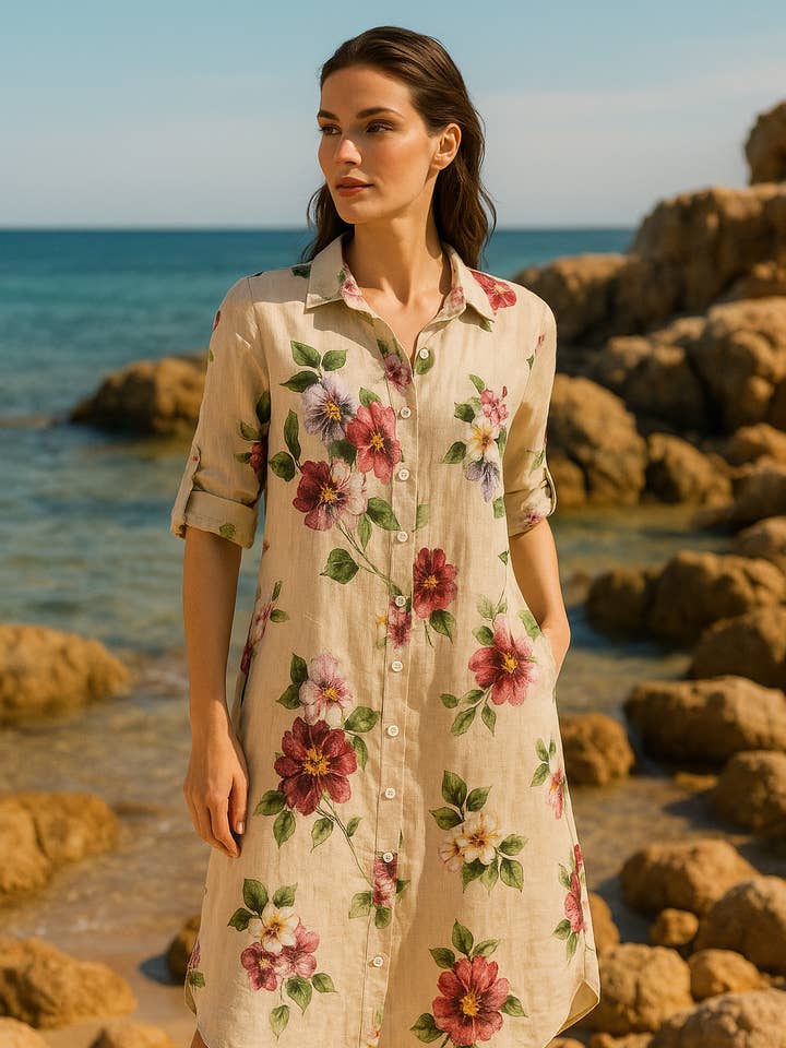 DRESS IN LINEN 08981 for wholesale by LINEN & COTTON HOUSE