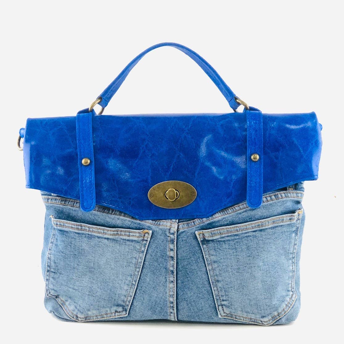 MILANO AMOUR - Wholesale Top Handle Bag - Women's - POSTINA LEONARDO VINTAGE DENIM PATTA SHINYLAMB COVER18