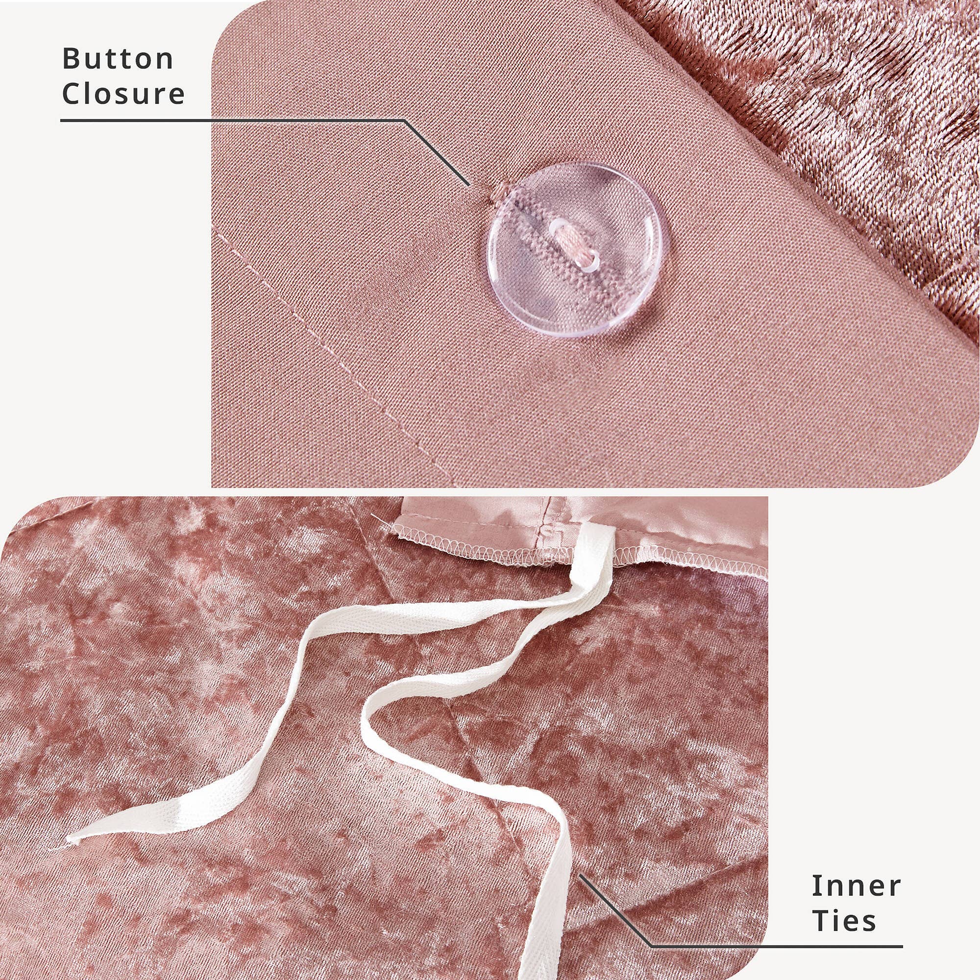 Olliix - Vente Parure de lit - Ensemble de couette ou housse de couette 4 pièces en velours écrasé, Blush13