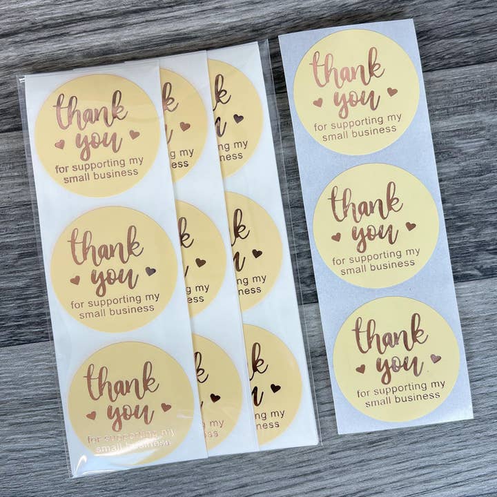 Thank You Stickers 1.5 inch Rose Gold Letters for wholesale by Hazel Hill ~MaeBella~