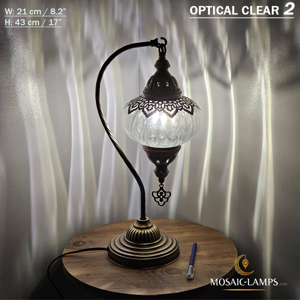 Mosaic Lamps - Vente Lampes d'appoint/de bureau - Lampe de table en verre clair à col de cygne, 8 modèles différents - Ottoman Gooseneck17