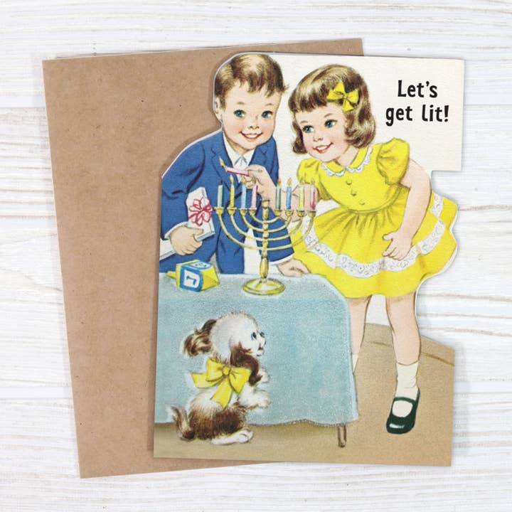 Bad Betty Greeting Co. - Wholesale Hanukkah Card - Let's Get Lit - Funny Hanukkah Greeting Card 1