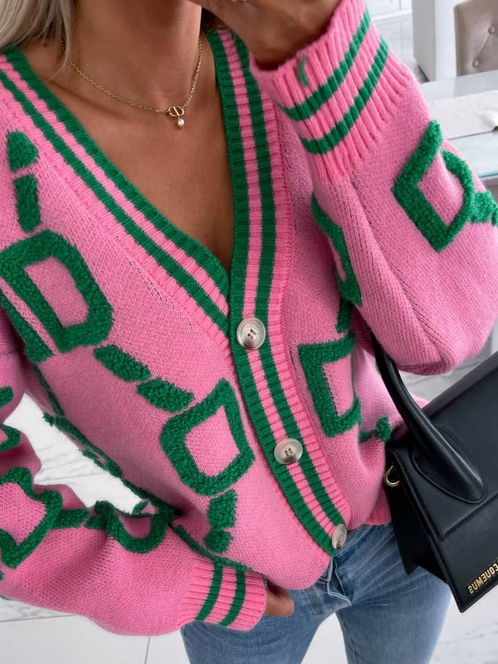 Monogram Knitted Fashion Cardigan and other Purchase Wholesale custom sweaters. Free Returns & Net 60 Terms on Faire trending on Faire.