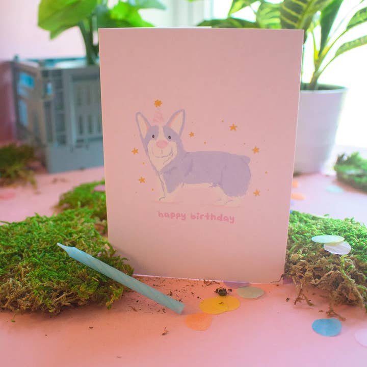 Jollie Ollie Designs – wholesale Birthday card – Happy Birthday Corgi Card2