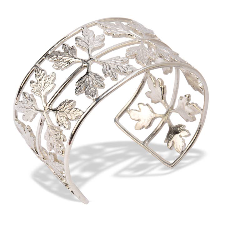 Silver Leaf Cuff for wholesale by Pomeline Greenwich