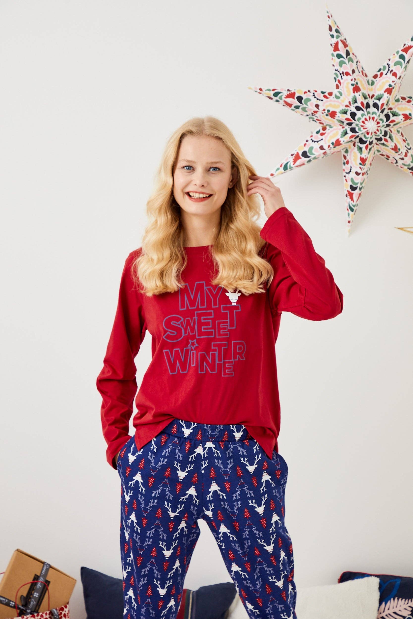 ENNA MODA – wholesale Sleepwear set – Women's – CHRISTMAS PATTERN DESIGN 100% COTTON O-NECK LONG PYJAMA SET6