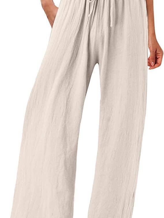 Lily Clothing - Wholesale Pants - Women's - Solid-colored cotton linen loose wide-leg pants1
