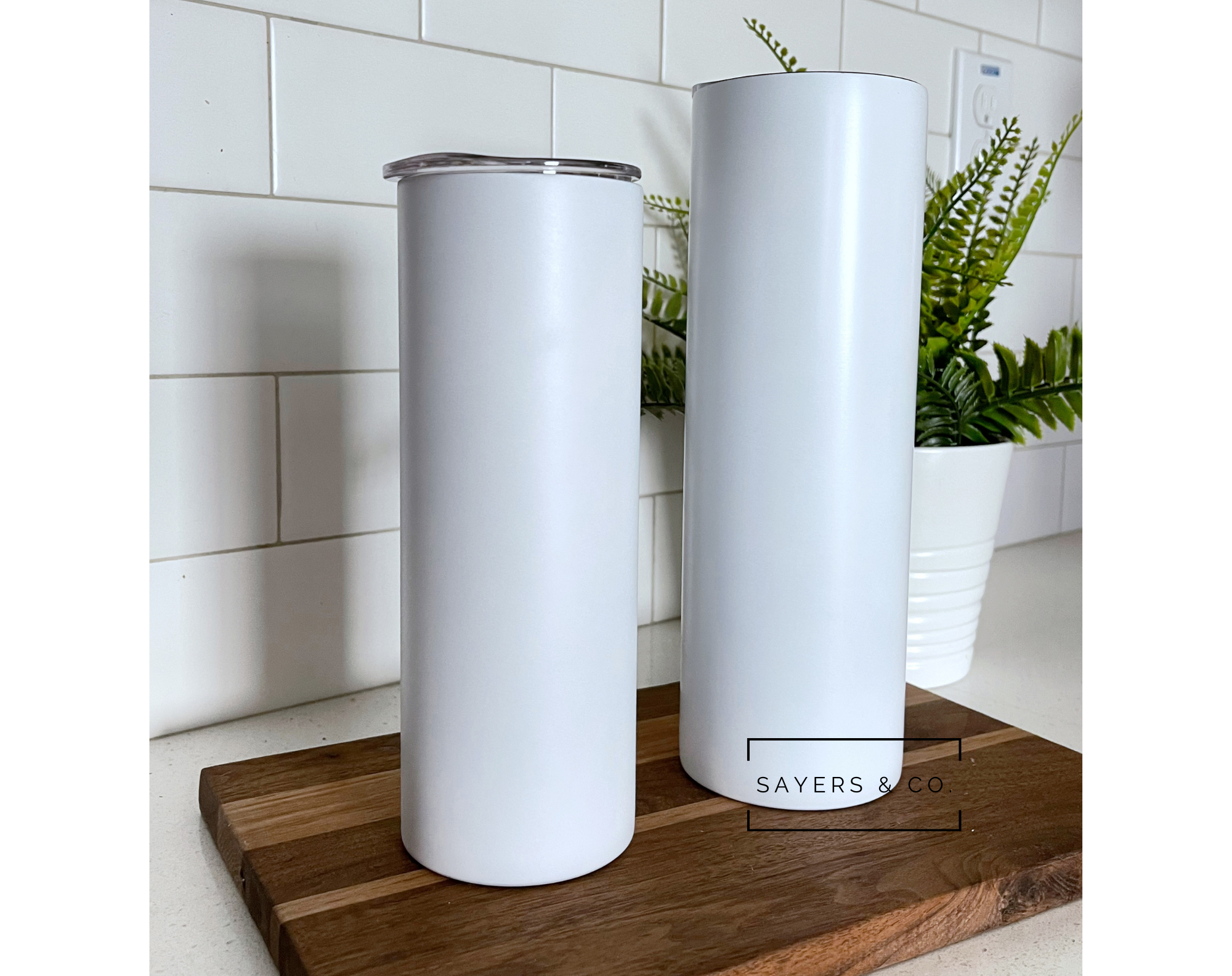 Sayers & Co. - Wholesale Insulated Mug/Tumbler - MATTE 20oz or 30oz STRAIGHT White SUBLIMATION Skinny Tumbler, 20 oz, 30oz1