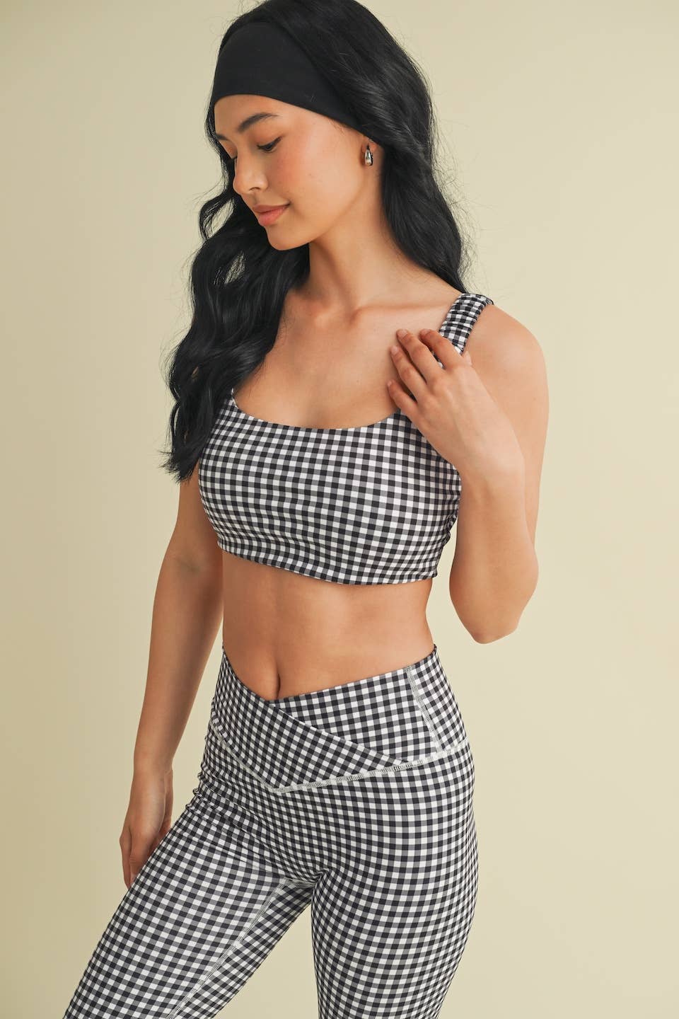 KIMBERLY C - Wholesale Sports Bra - Women's - Gingham Print Ruched Bra Top50