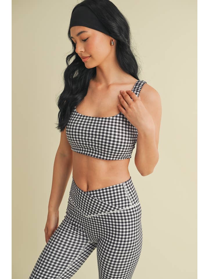 KIMBERLY C - Wholesale Sports Bra - Women's - Gingham Print Ruched Bra Top50