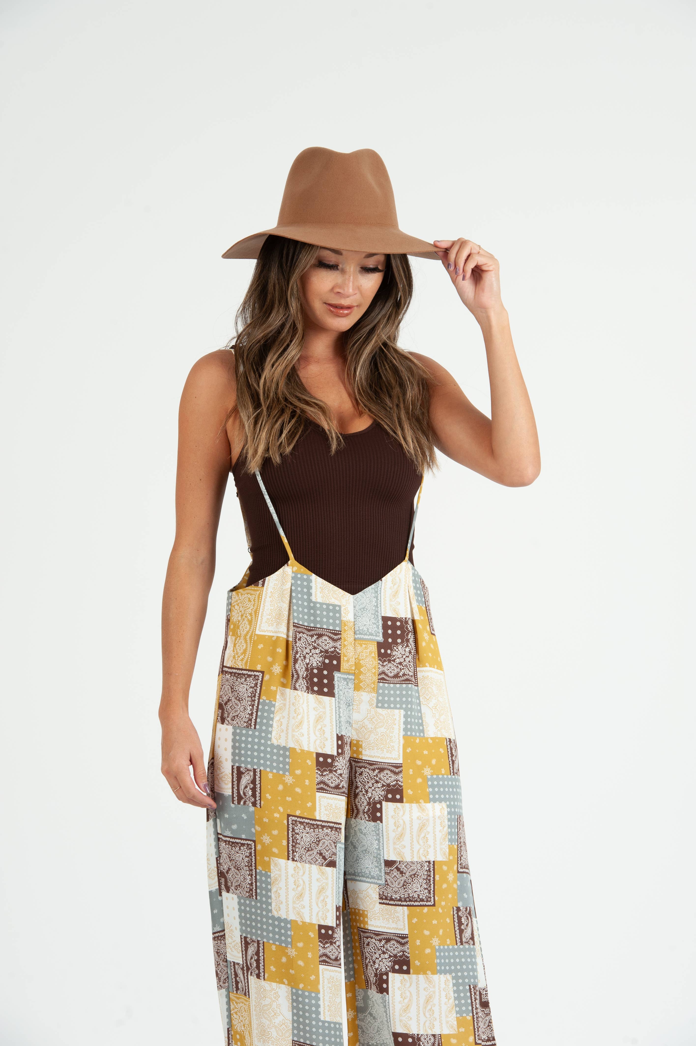 Lucca Couture - Vendita all'ingrosso Tuta intera - Donna - TUTA JORDAN con bretelle in rayon - TOPPA GIALLA3