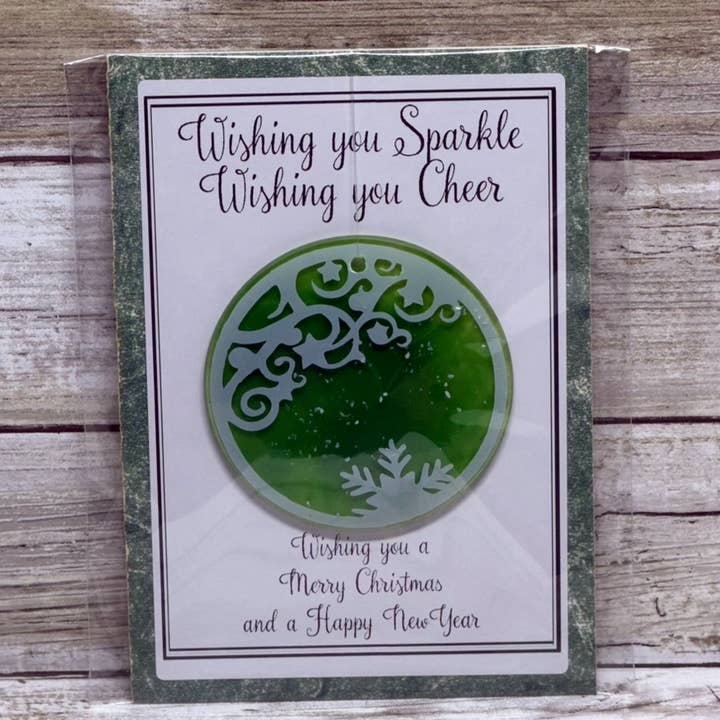 Carte de vœux étincelante et joyeuse avec attrape-soleil pour la vente par Glimmer Glass Gifts