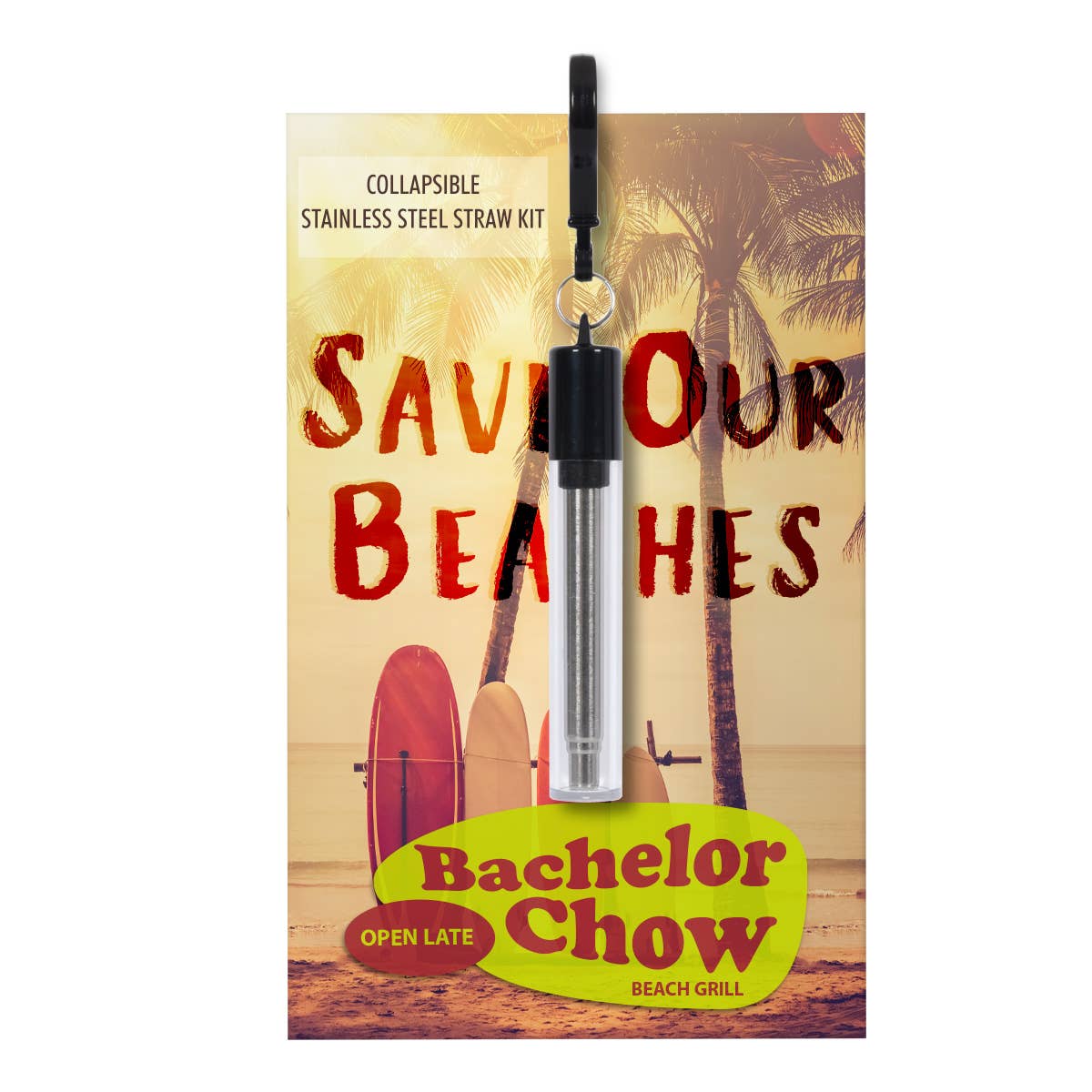 Market Street Promotions - Wholesale Drinking Straw - Eco-Friendly Card with Foldable Metal Reusable Straw Set0