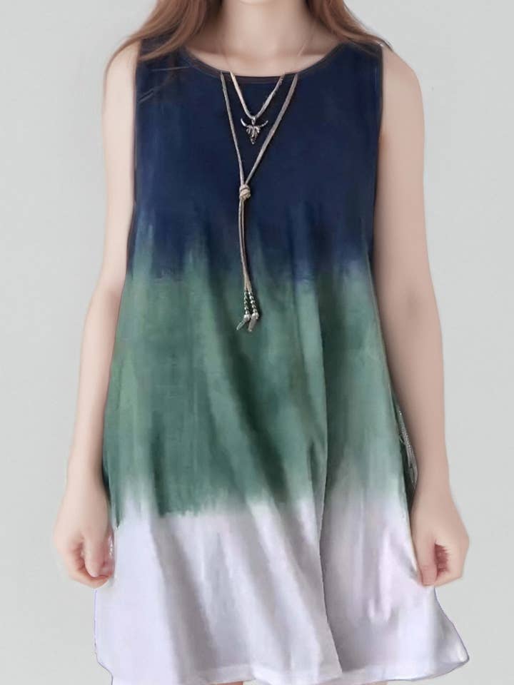 CWDSD8851_FASHION TIE-DYE SLEEVELESS SIMPLE HOLIDAY DRESS for wholesale by NINEXIS