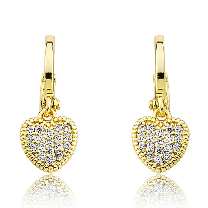 Micro Pave Heart Earring for wholesale by Little Miss Twin Stars