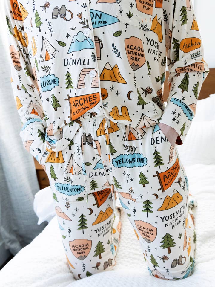 Women's National Park Pajamas for wholesale by Nomad Baby