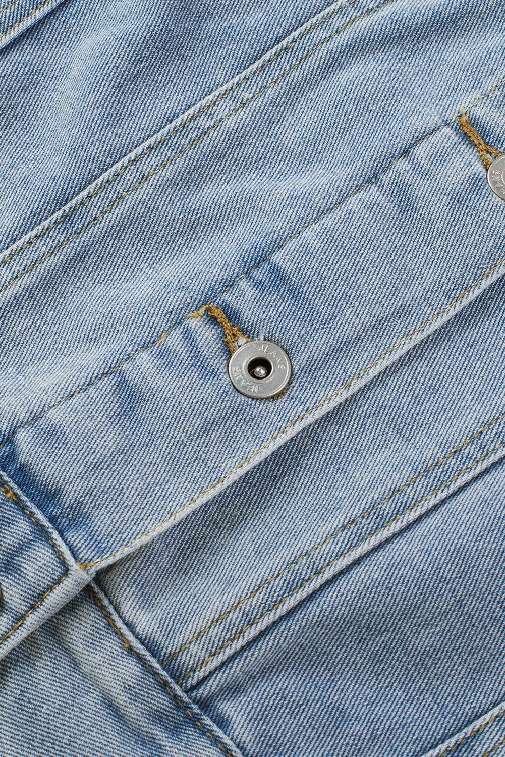 Sky Blue Sequin Embellished Fringe Distressed Denim Jacket for wholesale on Faire19