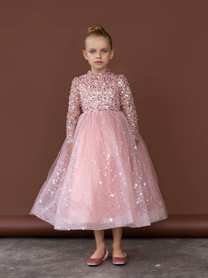Aurora Pink Sequin Tutu Gown Dress (MADE TO ORDER) for wholesale by Ellie Ellie