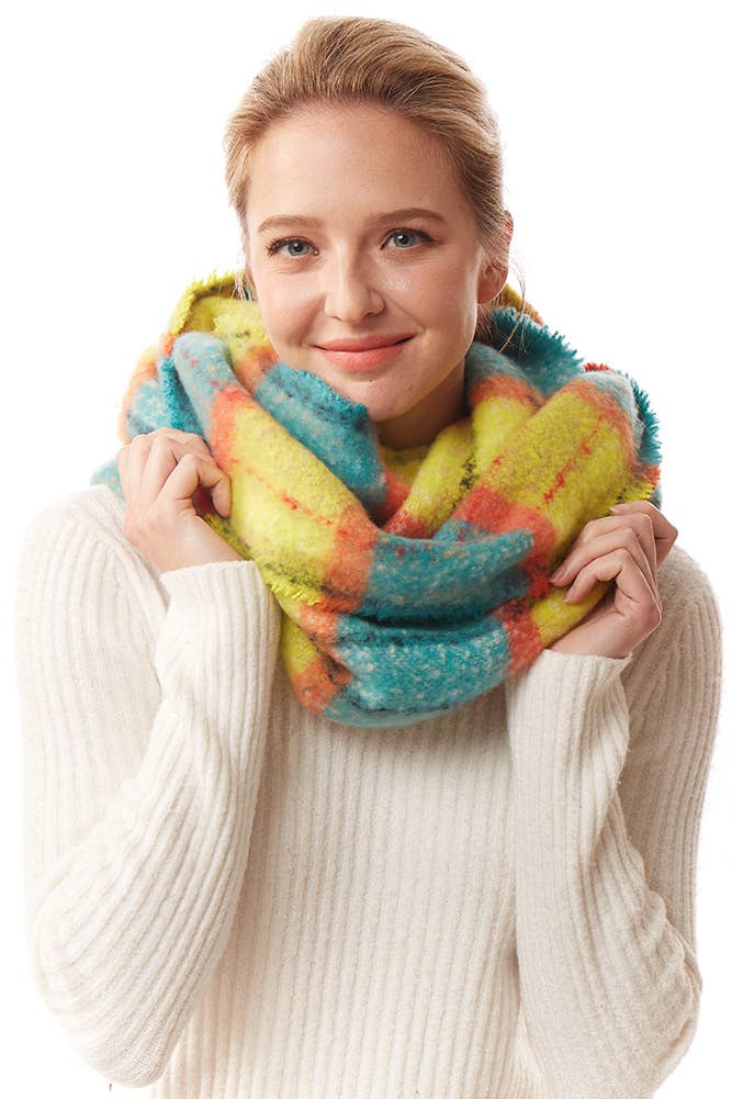 Hana - Wholesale Scarf - Women's - Colorful Plaid Infinity Scarf8