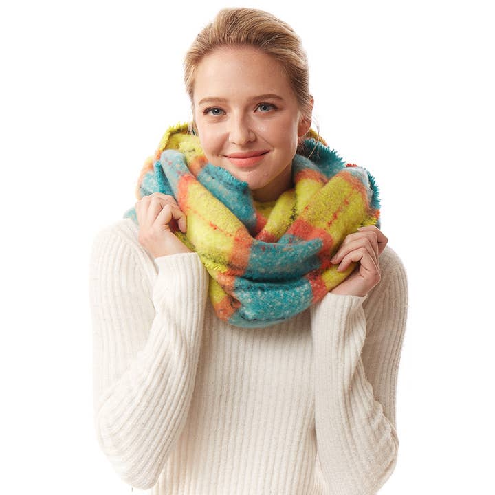 Hana - Wholesale Scarf - Women's - Colorful Plaid Infinity Scarf8