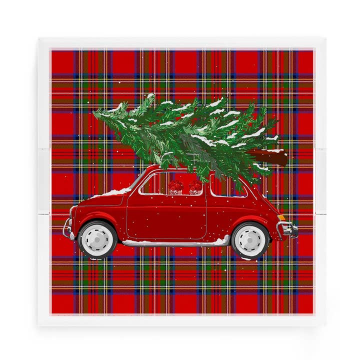Plateau décoratif carré en acrylique à motif écossais sapin de Noël pour la vente par Nicolette Mayer Collection