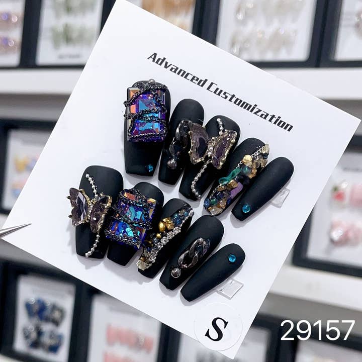 hand made Press on Nails 29157 for wholesale by foamboxnail