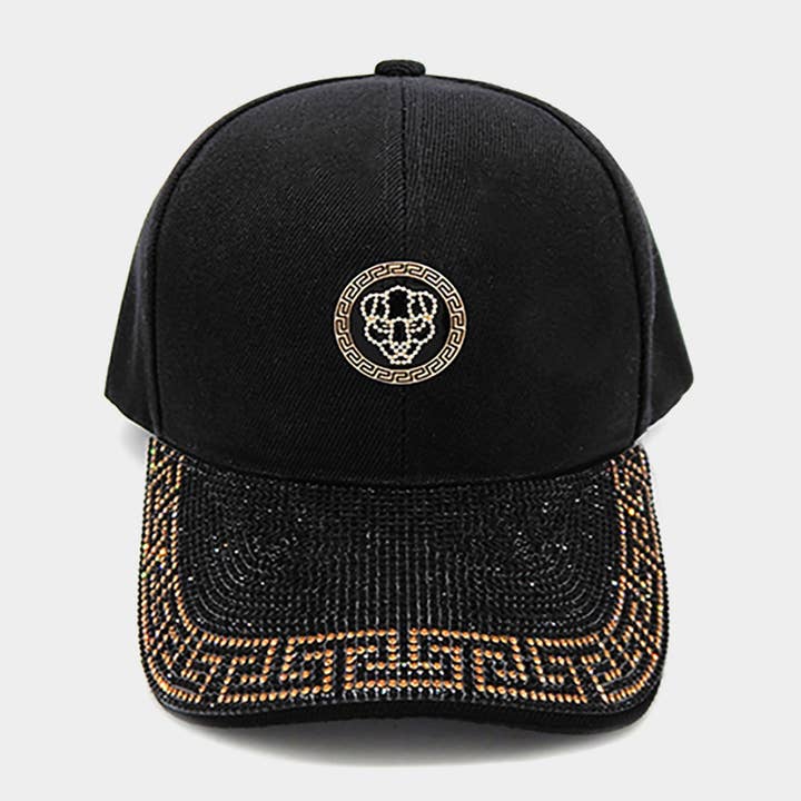 Wona Trading, Inc. - Wholesale Baseball Cap - Women's - Bling Studded Geometric Pattern Lion Pointed Baseball Cap