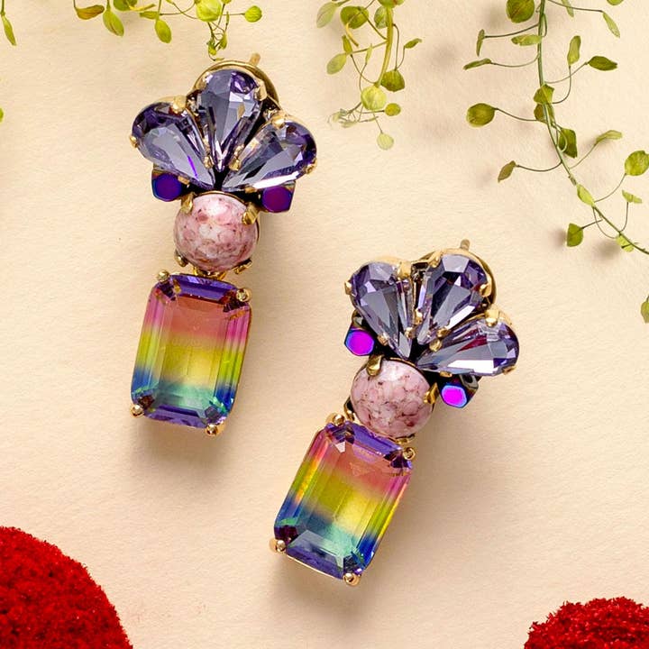 Brincos Arco-íris Plumeria por atacado de Susi di Re