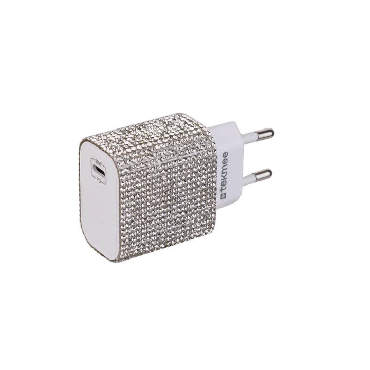 Tekmee - Wholesale Portable Charger - Silver Rhinestone Charger Tip - 20W, Fast Charging5