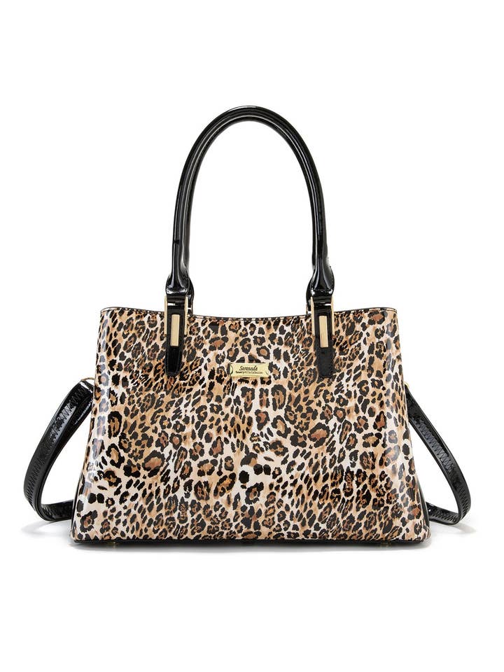WILD CAT TRIPLE COMPARTMENT LEATHER BAG- SN88-0378 for wholesale by Serenade Beverly Hills Collection