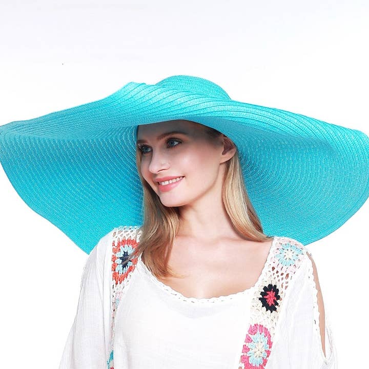 MiMi Wholesale - Wholesale Straw Hat - Women's - H3061 Super Wide Brim Straw Beach Summer Sun Hat