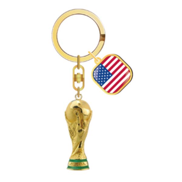 2026 FIFA World Cup 3D Trophy Keychain with Country Flag for wholesale by KW Textile