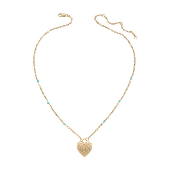 Hammered Padlock Heart Necklace Large - 14K Gold-Filled for wholesale by Heather Hawkins