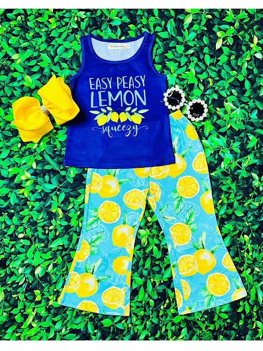 "EASY PEASY LEMON SQUEEZY" lemons 2pc set XCH0666-17H for wholesale by luluclothes