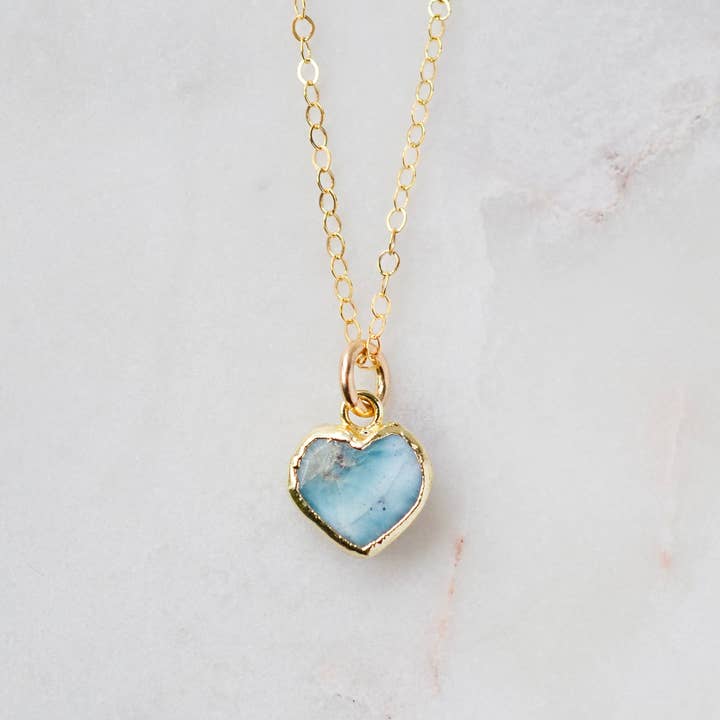 GEMNIA - Wholesale Pendant/Charm Necklace - Larimar Heart Necklace
