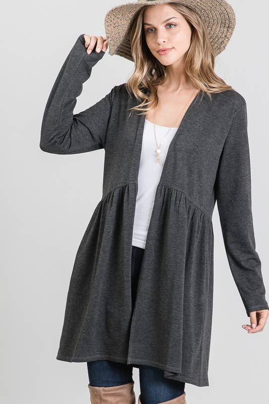 HEIMISH - Vente Cardigan – femme - CARDIGAN OUVERT À VOLANTS UNI EJ5007S AVEC POCHE LATÉRALE8