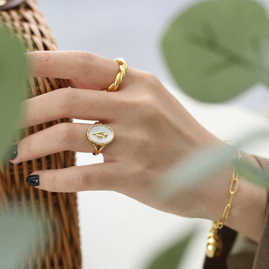 Perimade & Co. LLC - Wholesale Signet Ring - Rose Flower Pearl Oval Signet Ring in 925 Sterling Silver1