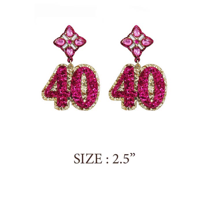 JHP Collection - Wholesale Dangle Earrings - 40TH BIRTHDAY GLITTER DROP POST EARRING6