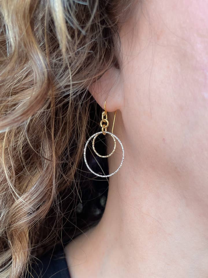 Two-tone silver hoops for wholesale by AJS Design Studio