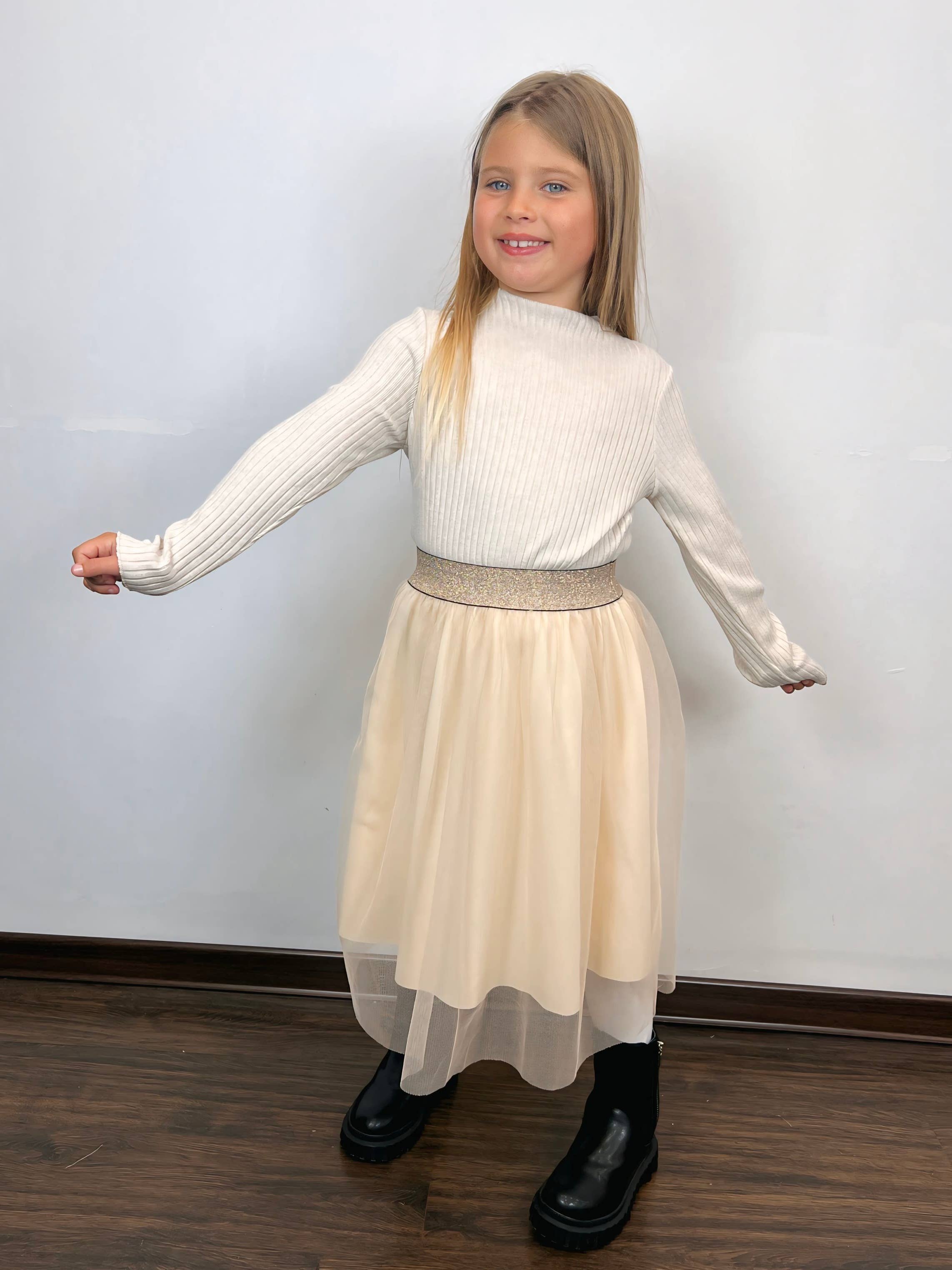 MINI MIGNON PARIS - Vente Jupe – enfant - Jupe longue en tulle à ceinture brillante pour fille1