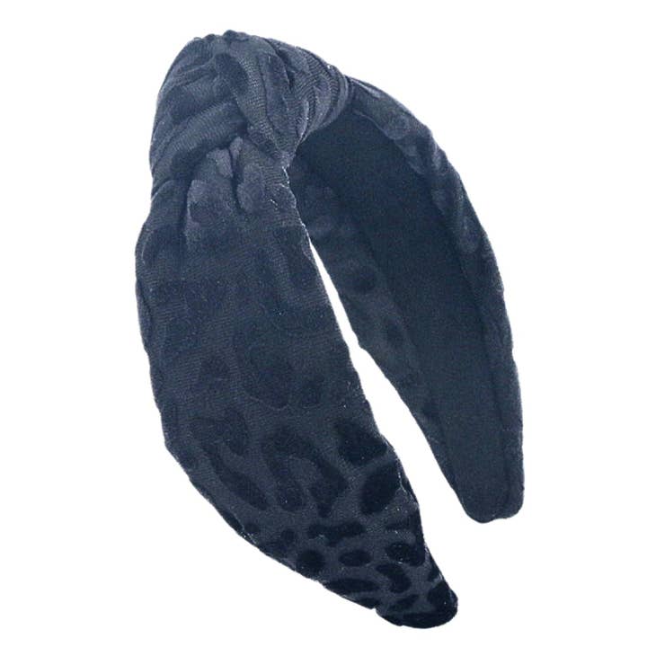 Black Leopard Print Knotted Headband for wholesale by Brianna Cannon
