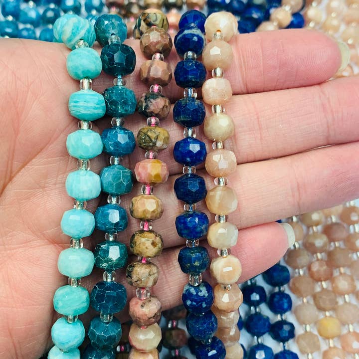 Gemstone Cube Shaped Beads, Natural Gemstone Rondelle Beads, Genuine Gemstone Beads, Faceted Beads, Shape Beads For Jewelry Making, Spacer Beads for wholesale by The Bead Bazaar
