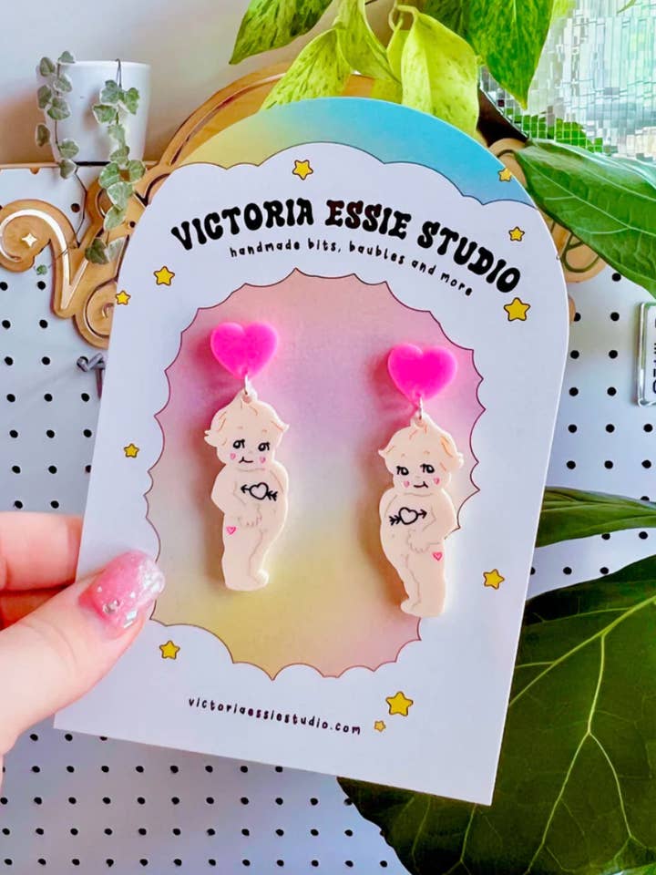 Lovely Kewpie Earrings for wholesale by Victoria Essie Studio