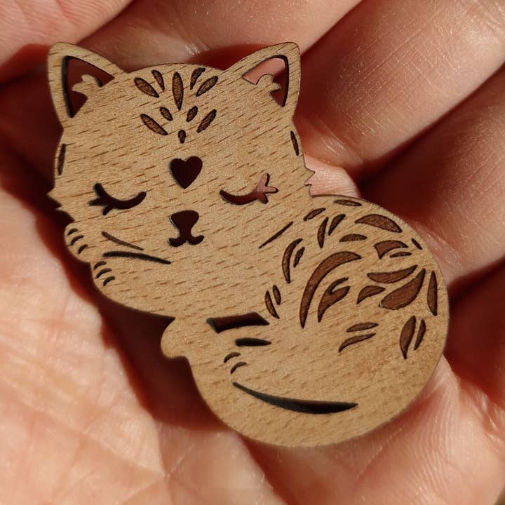 Câlin De Poche Chat En Bois Avec Carte D'Amour pour la vente par LILLADREY