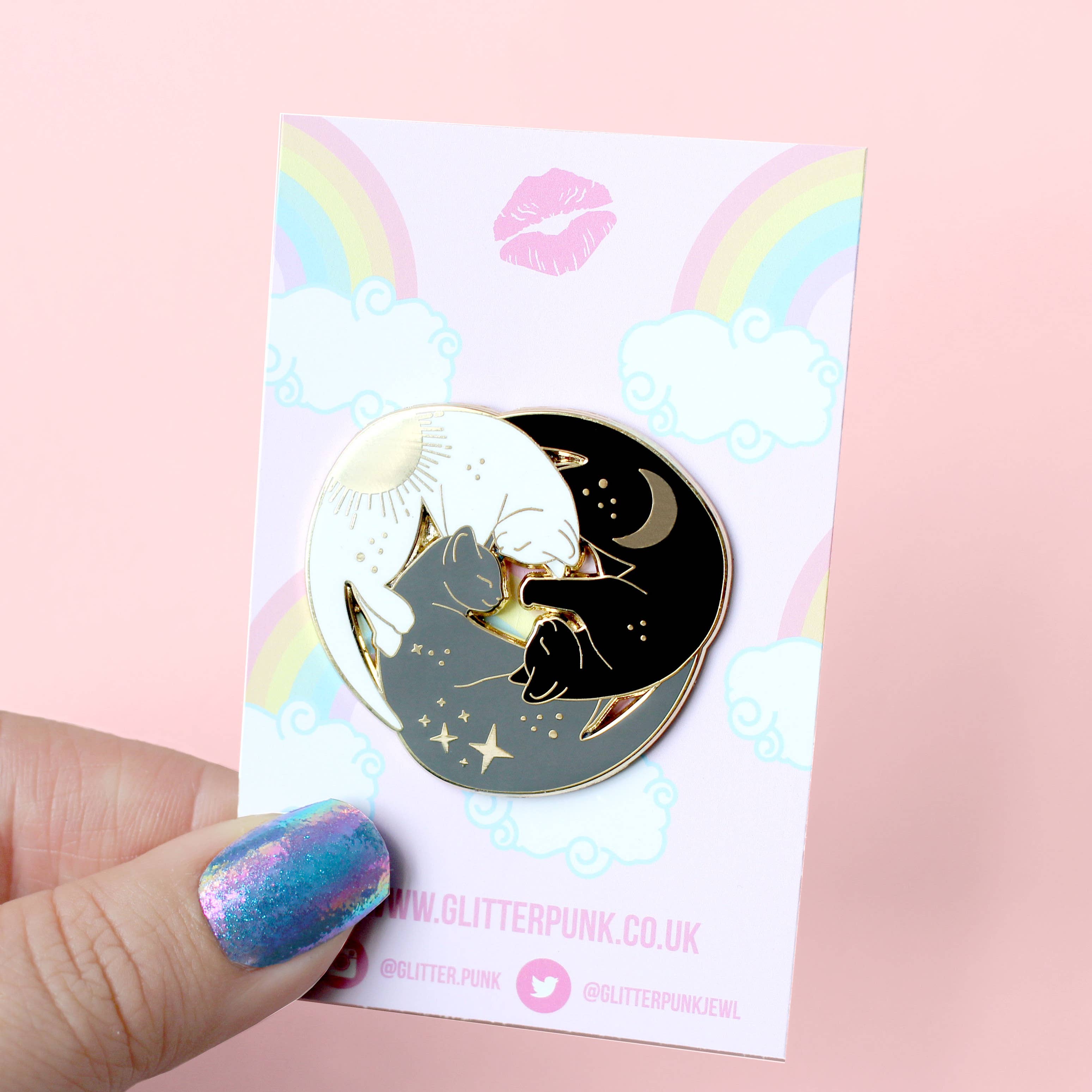 Glitter Punk - Wholesale Lapel Pin/Button - Trio of Cats Enamel Pin2