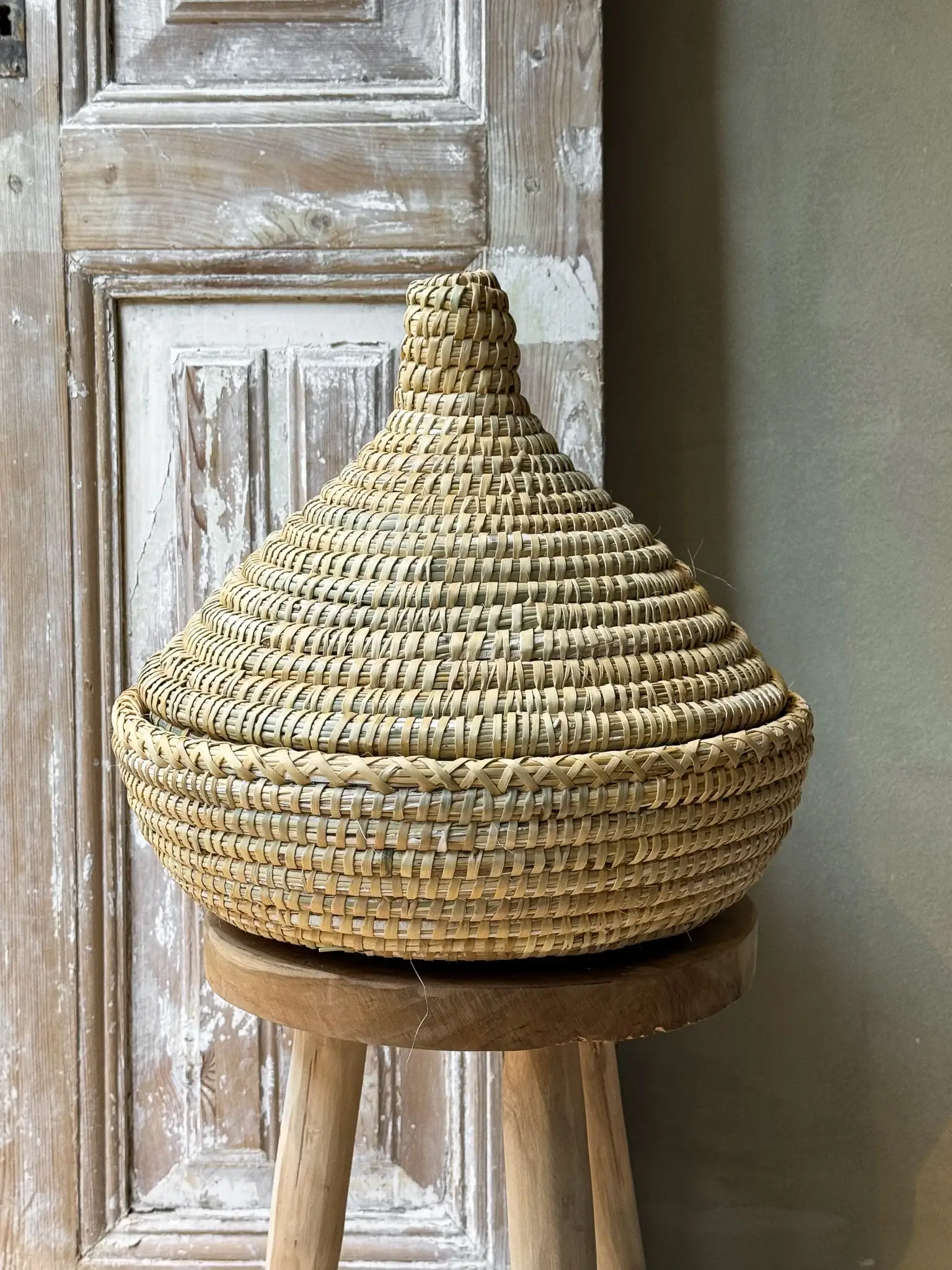 High crafty - Vente Paniers - Grand Panier Berbère Tajine – Rangement en Raphia Tressé à la Main0
