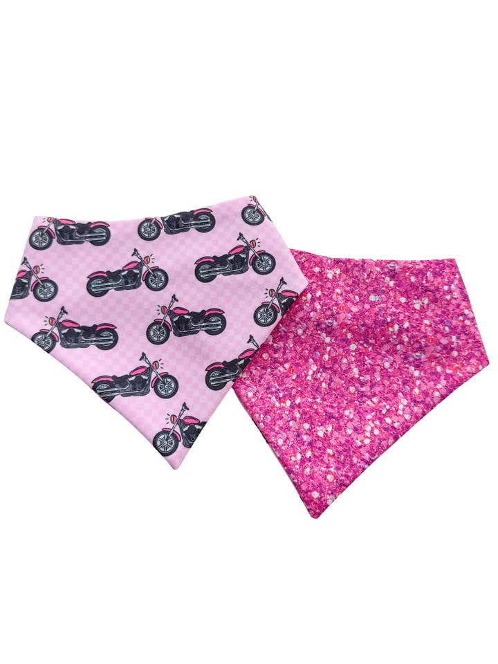 Pink Motorcycles Reversible Pet Bandana for wholesale by Isle Designs NY