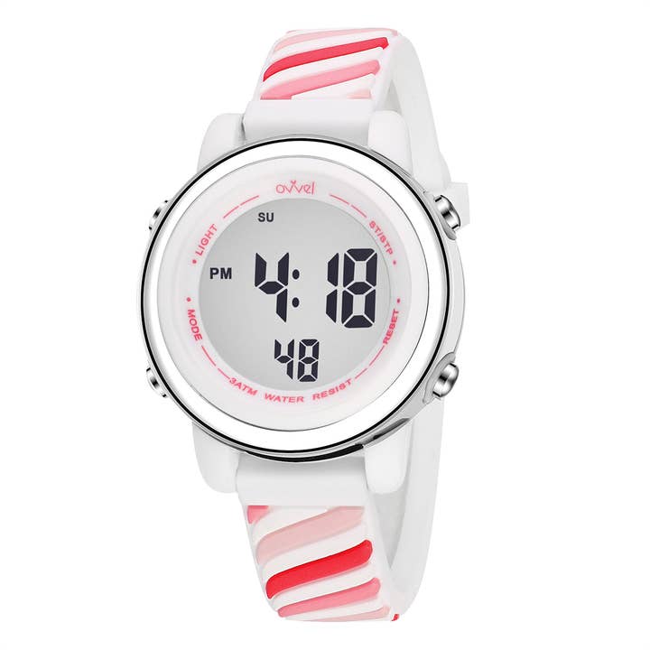 Montre de sport numérique pour filles - nombreuses fonctionnalités - Pink Swirls pour la vente par Ovvel Watches